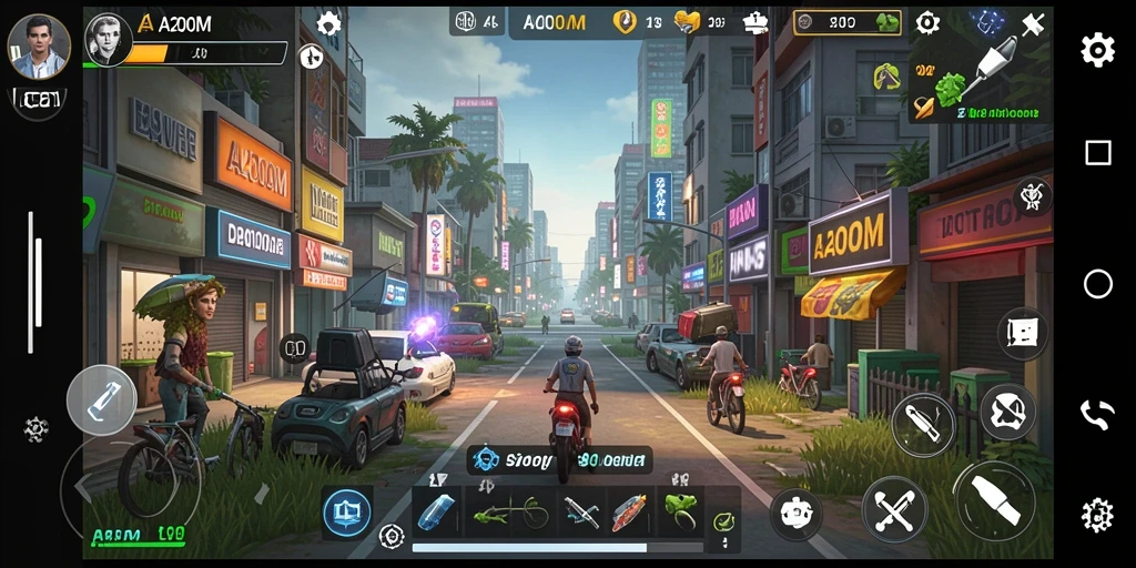 Tampilan gameplay A200M yang penuh warna dan menarik.
