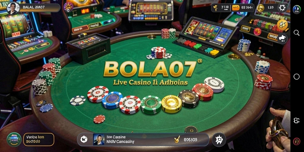 Screenshot gameplay BOLA07 yang menunjukkan dealer profesional dan suasana Live Casino.