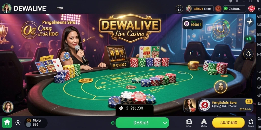 Tampilan gameplay Live Casino DEWALIVE yang mendebarkan dan interaktif.