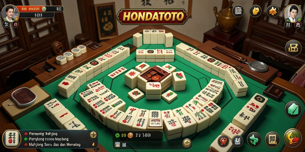 Screenshot gameplay HONDATOTO yang menunjukkan papan Mahjong yang menantang.