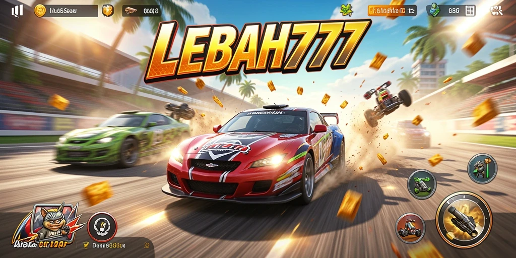 Tampilan gameplay seru di lintasan balapan LEBAH777.