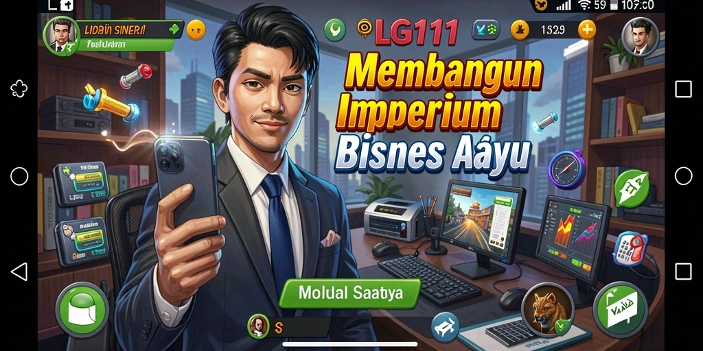 Screenshot gameplay LG111 yang menunjukkan manajemen bisnis Tycoon yang seru.