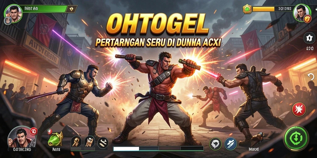 Screenshot OHTOGEL yang menampilkan pertarungan aksi yang intens.