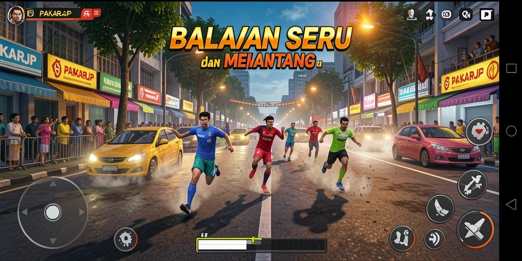 Screenshot gameplay PAKARJP yang menunjukkan aksi balapan seru.