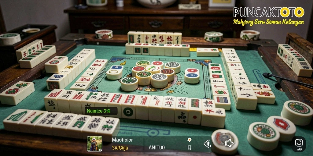 Screenshot PUNCAKTOTO menunjukkan gameplay yang menantang dalam Mahjong.