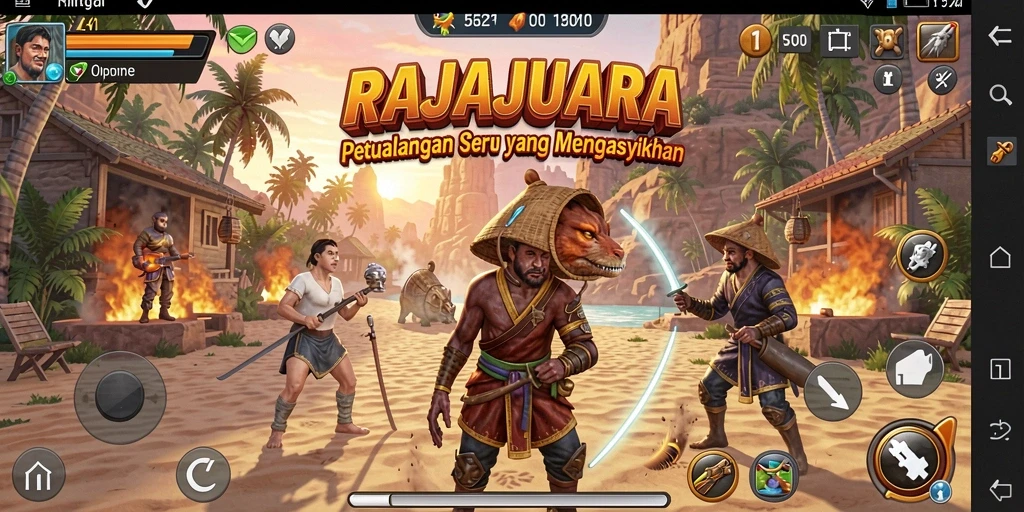 Tampilan utama gameplay RAJAJUARA dengan petualangan seru.