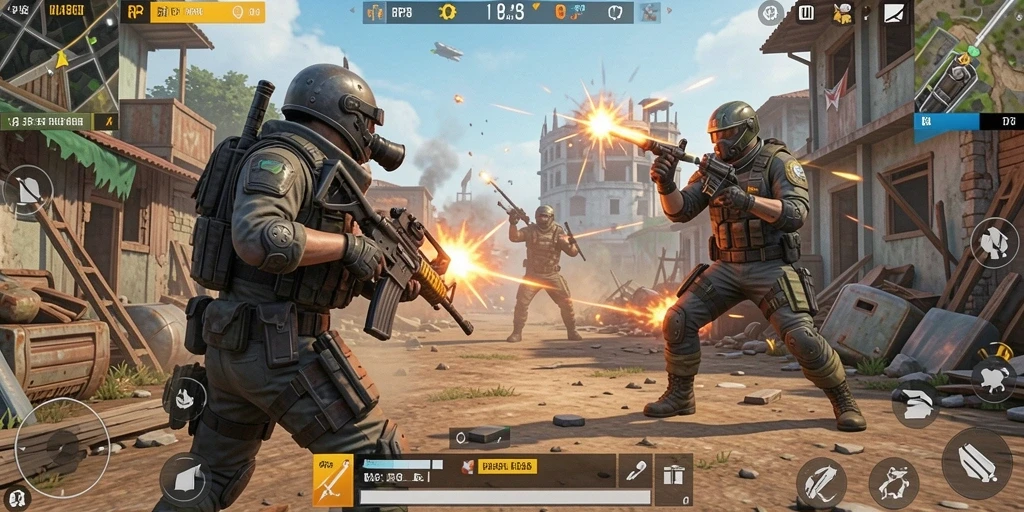 Tampilan aksi intens di RP8 saat pertempuran Battle Royale.
