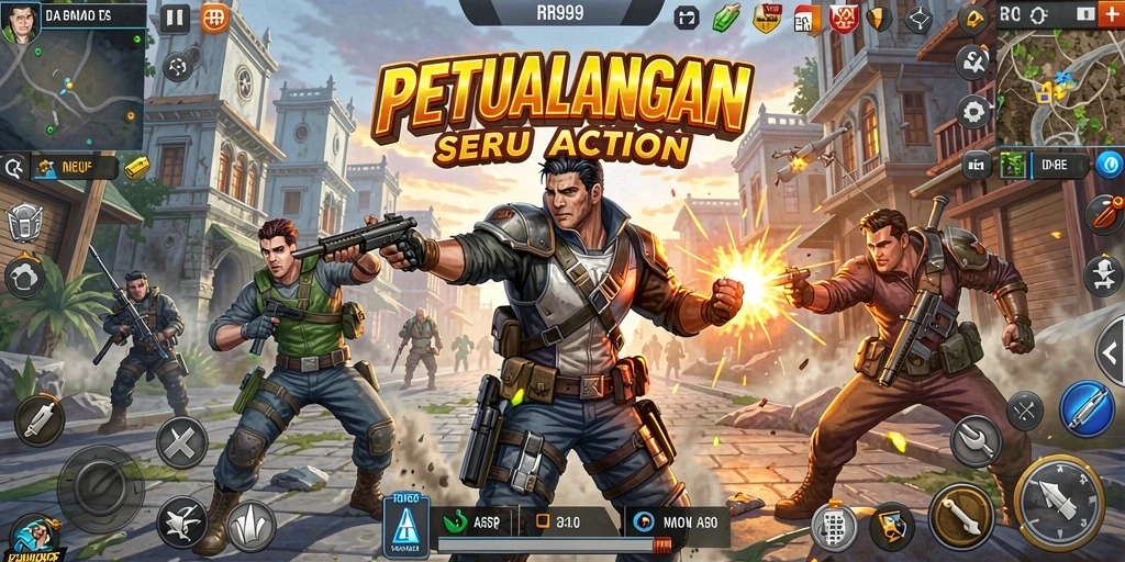 Tampilan seru gameplay RR999 dengan aksi bertarung yang dinamis.