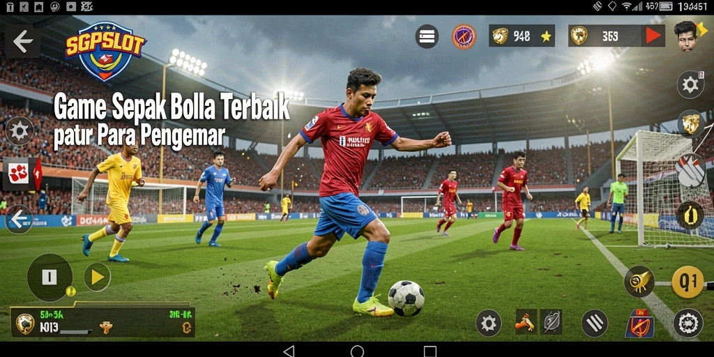 Screenshot gameplay <strong>SGPSLOT</strong> menampilkan aksi seru di lapangan sepak bola.