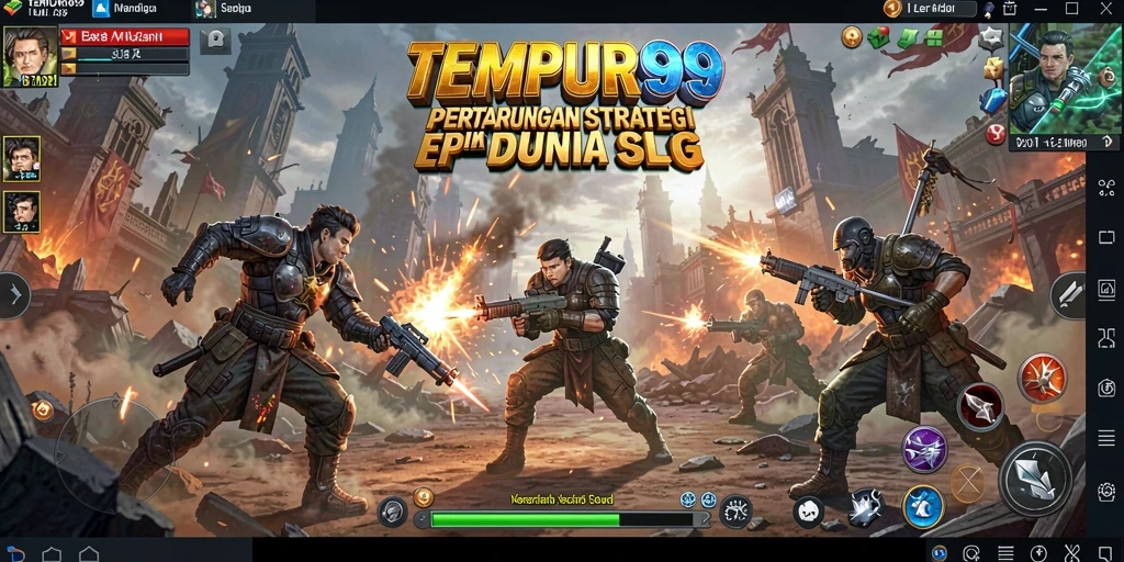 Screenshot gameplay TEMPUR99 menampilkan pertempuran strategis yang seru.