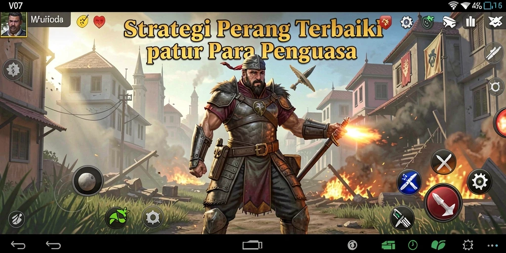 Screenshot gameplay V07 menunjukkan intensitas pertempuran strategi yang mendalam.