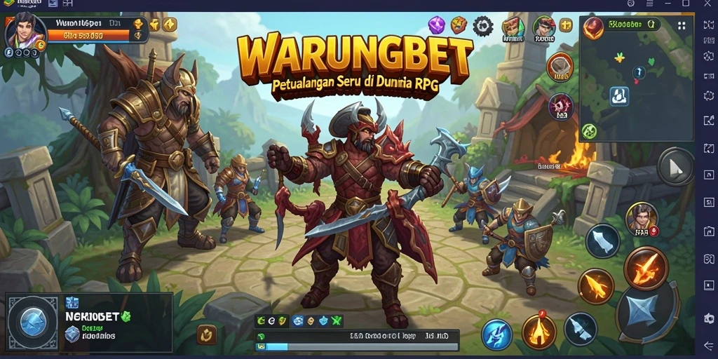 Tampilan menarik gameplay RPG dalam WARUNGBET dengan karakter beragam.